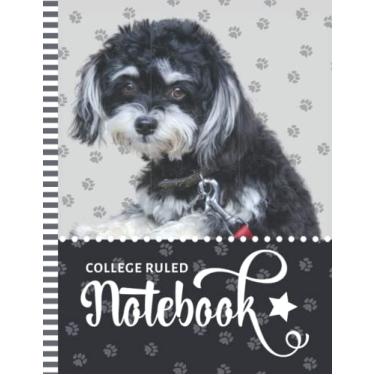Imagem de College Ruled Notebook: Large 8.5x11 Composition Book / 100 Sheets (200 Pages) / Numbered Pages/Note Taking Gift For Back To School - Writing / ... Havanese Puppy Dog Photo on Paw Print Pattern