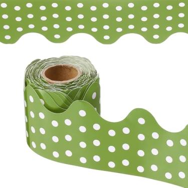 Imagem de PATIKIL Borda de quadro de avisos de pontos, pôster de 80 metros, quadro-negro, decoração de cortiça, bordas recortadas, decoração de parede para sala de aula e escritório, verde claro