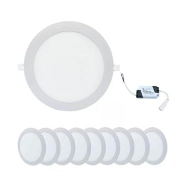 Imagem de Kit 10 Painel Plafon Led 18w Redondo Embutir Branco Frio Alto Padrão Great Home