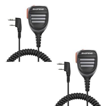 Imagem de Pacote com 2 microfones de alto-falante BAOFENG bidirecionais à prova d'água 2 pinos K 2 PTT remoto para Walkie Talkie UV-5R BF-F8HP P15UV UV-5X BF-888S DM-1701 GMRS Ham Radio GM-5RH