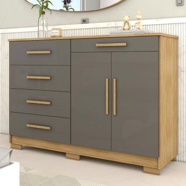 Imagem de Cômoda Tailândia 2 Portas 5 Gavetas Natural/Alasca - Panorama Móveis