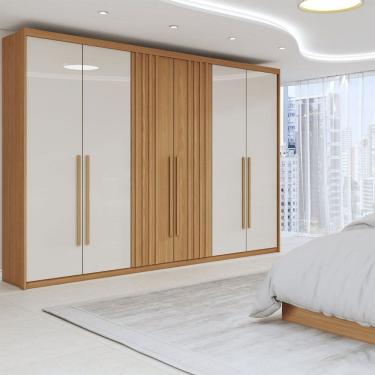 Imagem de Guarda-Roupa Casal Everest 6 Portas 4 Gavetas Flex Natural/Off White - Panorama Móveis