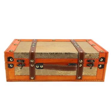 Imagem de Caixa de armazenamento de madeira vintage, 13,39 x 7,87 x 4,3polegadas, caixa de baú de tesouro vintage, caixa de madeira rústica para artesanato, arte, hobbies e decoração de casa