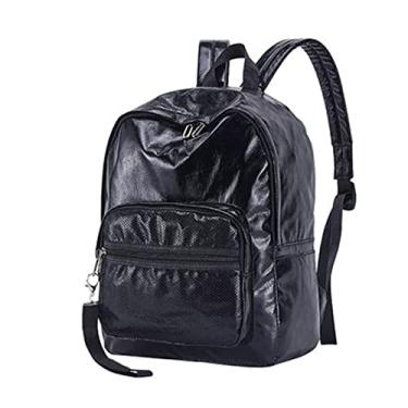 Imagem de Mochilas femininas de couro PU para laptop mochilas de viagem mochilas escolares de grande capacidade para mulheres(Black)