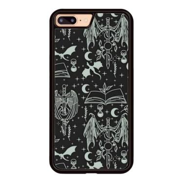 Imagem de Aesthetic Bookish Fantasy Capa de telefone fina compatível com iPhone 7 Plus/8 Plus 5,5 polegadas, proteção TPU à prova de choque vintage Dragon Wyverns amantes de livros Sage Swords capa de telefone