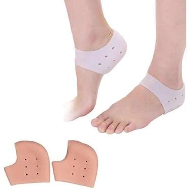 Imagem de Par De Meia Palmilha Silicone Ortopedica Calcanhar Fascite - Ortopedia. Auxilia no Tratamento Intenso Contra a Pele Seca, Esporão e Rachaduras