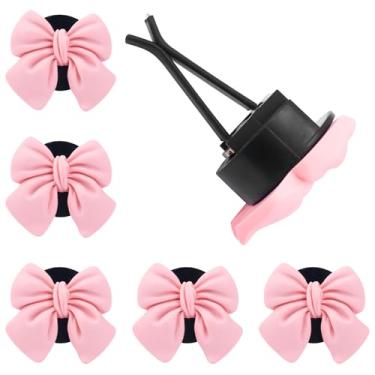 Imagem de 6 peças de clipes aromatizadores de ventilação de ar de carro com arco rosa, clipes de ventilação de ar condicionado para carro coquete clipe de saída de ar condicionado difusor difusor decoração