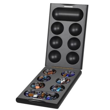 Imagem de Jogo de tabuleiro Mancala ELONGDI de madeira com 48 + 24 pedras de vidro