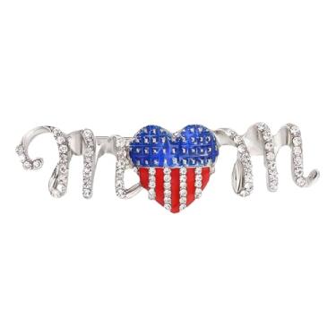 Imagem de Broche de bandeira americana de coração EUA 4 de julho broches para mulheres homens vermelho branco azul bandeira lapela broches dia memorial independência vestuário patriótico terno emblema medalha