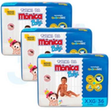 Imagem de Fralda Turma da Mônica Baby Qu4troSec Tam. XXG - 13 a 17kg kit 03 paco