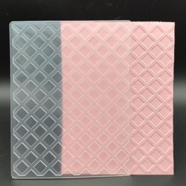 Imagem de Pasta de plástico em relevo 11 x 14 cm padrão waffle artesanato papel impressões texturizadas de plástico para fazer cartões scrapbooking
