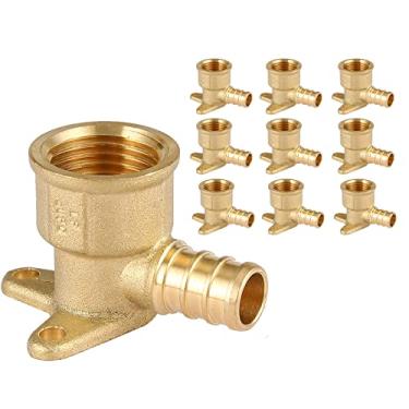 Imagem de GUOFIS PEX – Cotovelo de orelha caído de 3/10.2 cm, 10 unidades Pex 3/10.2 cm x 3/4 polegadas fêmea NPT Drop Ear Elbow, PEX F1807 Crimp Brass Fittings