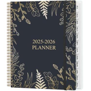 Imagem de Agenda 2025-2026 - Planejador semanal e mensal de julho de 2025 a junho de 2026, agenda 2025 2026 com bolso interno, faixa elástica, 21,6 cm x 28 cm, folha de ouro branco