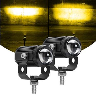 Imagem de EXZEIT Luz de condução LED para motocicleta, luz âmbar, faróis de neblina com função de farol alto e baixo para bicicleta Polaris Yamaha Can Am ATV UTV, 12/24V, 30W, 6000 lúmens, 2 peças (luz âmbar)