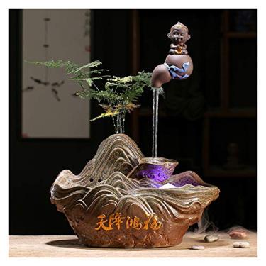Imagem de XIANGGUI 1983 Cachoeira de mesa Feng Shui Lucky Flowing Water Objetos Casa Sala de estar Escritório Entrada Decoração Fonte Umidificação Atomização Fontes de Mesa Decoração (Cor: B)