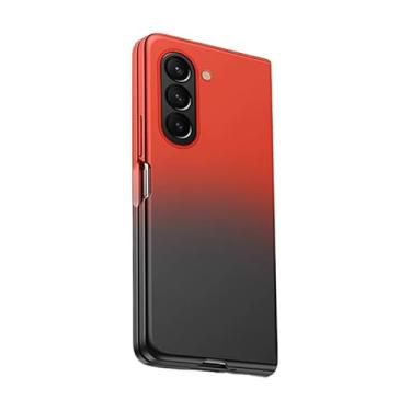 Imagem de BMLLQSS Capa de PVC para Samsung Galaxy Z Fold 5/dobrável 4 - acabamento fosco, antiqueda, design gradiente original, superfície repelente de óleo, proteção de lente - escolha elegante, cor