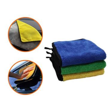 Imagem de 3 Toalhas Automotiva Dupla Face 40x40 600GSM P/ Cera e Secar - Comerci