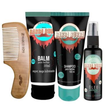 Imagem de Kit de Barba Rubra - Óleo, Shampoo, Balm E Pente Marco Boni