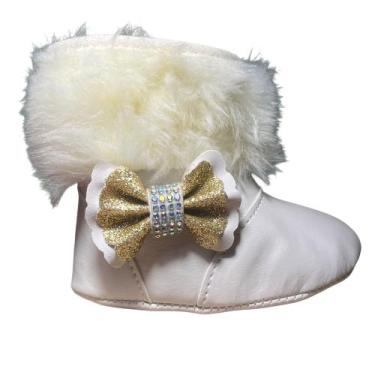 Imagem de Bota Botinha Felpuda Feminina Para Bebê - Babys Shoes, Marfim, P (13/1