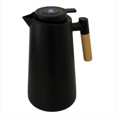 Imagem de Garrafa Térmica Nordica Elegantia Com Cabo Madeira E Termômetro Digita