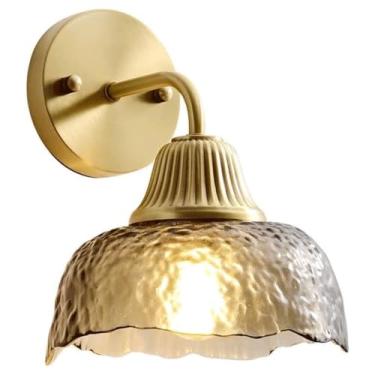Imagem de Luminária de parede leve, luxuosa, em latão, vidro, metal, industrial, para quarto, cabeceira, simples, para estudo, escadas, corredor, sala de estar (Forma 1)