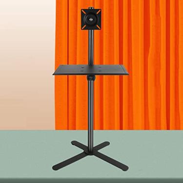 Imagem de Suporte universal para TV de chão com bandeja, suporte ajustável em altura de exibição portátil, ajuste de ângulo de 90°, serve para monitor de 12-27 polegadas belo cenário