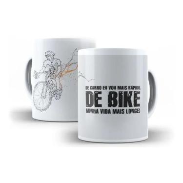 Imagem de Caneca Porcelana Ciclismo De Carro Vou Mais Rápido, De Bike Minha Vida