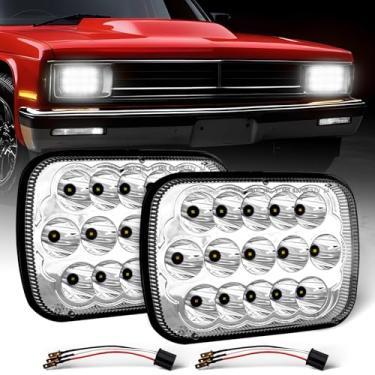 Imagem de Tyuanrq Faróis de LED 45 W 5 x 7 7 x 15 H6054 farol de alta selagem compatível com Jeep Wrangler YJ Cherokee XJ Kenworth T300 H4 Plug H6054 H5054 6054 6052