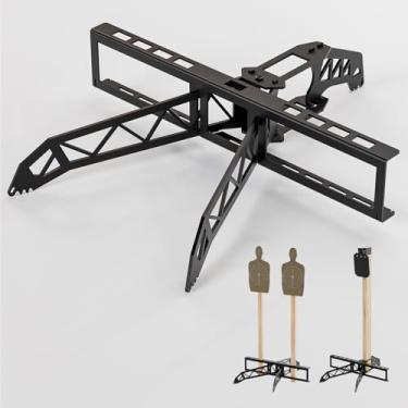 Imagem de BONIKLUBA Base de suporte de aço para alvo, suporte de alvo de árvore de duelo para campo de tiro, suporte de alvos 2x4 adequado para poste de madeira de 2 x 4 / 1x2, fácil de transportar e montar