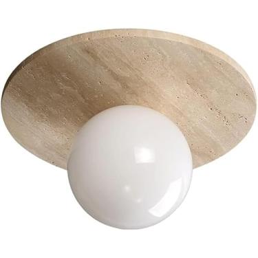 Imagem de G9 Lâmpada De Teto Semi Embutida Luz De Teto De Mármore Rústico Retro Cor De Madeira Fazenda Luminária De Teto Para Corredor Varanda Entrada Foyer Escada Corredor Loft Res, One Color, A