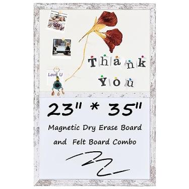 Imagem de Umtiti Quadro de avisos quadro branco de feltro combo para escritório, escola, cozinha, quarto, moldura de madeira branca, 59,9 cm x 90 cm, WH-Whiteboard+WH-6090