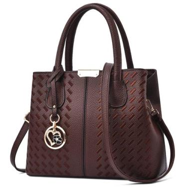 Imagem de Sacola feminina COCIFER com alça superior em couro PU, moda 30x23x13cm