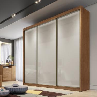 Imagem de Guarda Roupa Casal em MDF 3 Portas de Correr Medelim Novo Horizonte - Cumaru 25/Fendi Fosco