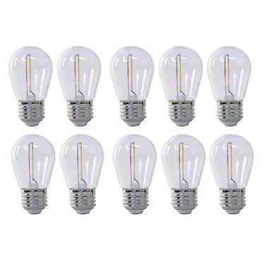 Imagem de Kit com 10 - Lâmpada de Filamento Bolinha S14 E27 LED 1W Âmbar 2200K Para Varal de Luzes Externo IP66 (110V)