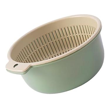 Imagem de Cesta de Drenagem de Camada Dupla Organizada, Aprimoramento da Estética, Material Resistente, Solução Eficaz Armazenamento Cozinha, Frutas Lavagem Legumes, para Lavagem Legumes Frutas, Com (Verde