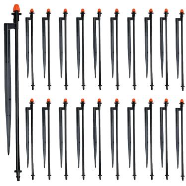 Imagem de Guyuewey Cabeças de irrigação de 360 graus com estacas de 30 cm, emissores de spray de irrigação por gotejamento com mangueira para sistema de irrigação de jardim de tubo de gotejamento de 1/10.2 cm