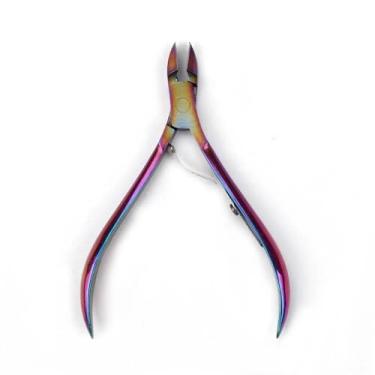 Imagem de 1 peça de aço inoxidável tesoura de cutícula de unha alicate cortador de manicure pedicure ferramentas cabo dourado tesoura arte também, cor titânio