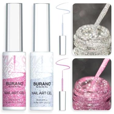 Imagem de BURANO Esmalte Em Gel Para Unhas, Delineador Artístico, Design Prateado E Dourado, 2 Frascos De 8 Ml, Aplicação Com Pincel Fino, Cura Necessária, Comprimento 13, 28