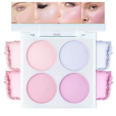 Imagem de HHLTOH Quadruplos De Blushes Faciais, Paleta Blush Matte, Rosa Claro, Lavanda, Creme Escuro E Malva Para Mulheres Mais Velhas, Pigmentada Natural, 4 Cores