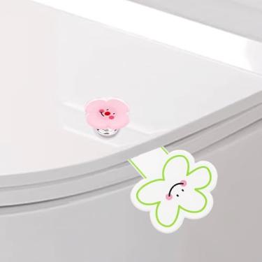Imagem de lasuroa Alavanca Tampa de Vaso Sanitário, Empurrador de Botão e Alavanca para Tampa Estampa Floral Fofa Acessórios Simples para Banheiro e Hotel