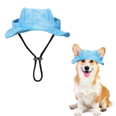 Imagem de Chapéu de sol para cães, 1 peça, chapéu balde de princesa ajustável com orifícios para orelhas, aba redonda para cães, chapéu de pescador para filhotes, cães pequenos, gatos, esportes ao ar livre