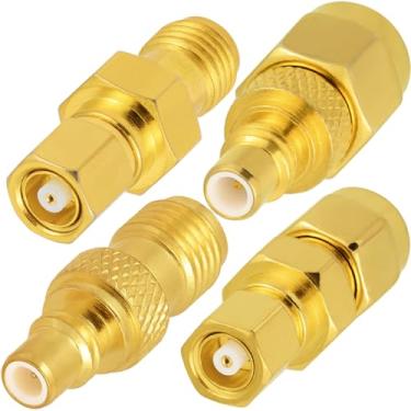 Imagem de POBADY 4PCS SMA para SMC 4 Tipos Adaptador Kit 50 Ohm SMA para SMC RF Coaxial Adaptador para Antena Rádio Cabo Coaxial