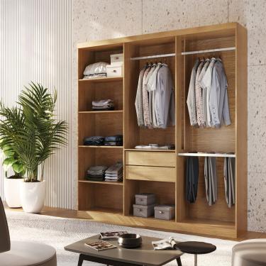 Imagem de Closet Casal Hera 2 Gavetas 5 Prateleiras Mdf Rufato Imbuia