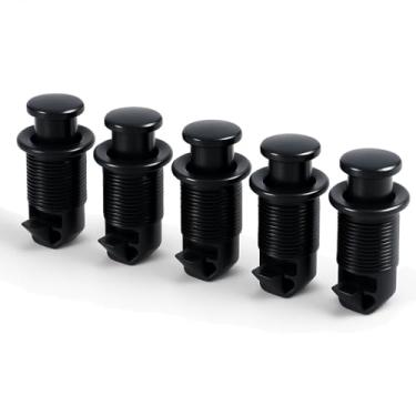 Imagem de 5 peças de substituição de trava de botão de pressão para porta-luvas de porta de barco RV abre para fora trava preta sem chave