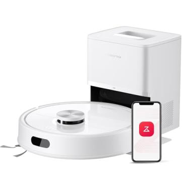 Imagem de Robô aspirador de pó e esfregão roborock Q7 M5+, base com esvaziamento automático, sucção de 10.000 Pa, sistema duplo antiemaranhamento, navegação PreciSense LiDAR, para carpetes, branco