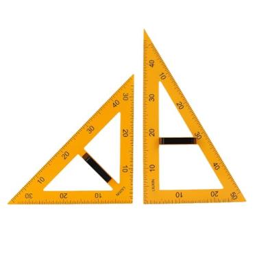 Imagem de ＫＬＫＣＭＳ Régua triangular grande de 2 peças, régua de ângulo reto para matemática e geometria, equipamento de ensino fácil de usar para desenho escolar em