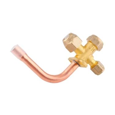 Imagem de WeiLaiKeQi Válvula de parada de ar condicionado 90 graus Fácil instalação e manutenção Peça de reposição AC Cotovelo de cobre resistente Válvula de acesso de, 16mm