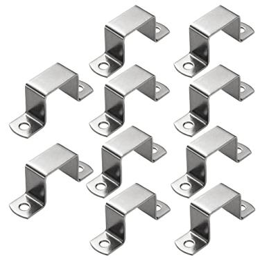 Imagem de Braçadeira de tubo quadrada JruiZhp10 peças braçadeira de tubo oblonga quadrada, fivela de tubo quadrada de aço inoxidável, braçadeira de tubo em forma de U, fivela de grampo de sela de tubo de cavalo