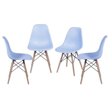 Imagem de Kit 04 Cadeiras Boxbit Infantil Dkr Eames Pp Azul Madeira