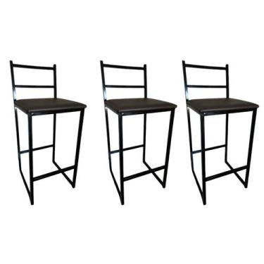 Imagem de kit 3 Banqueta Alta Balcão Cozinha Área Externa Industrial Lisboa Asse